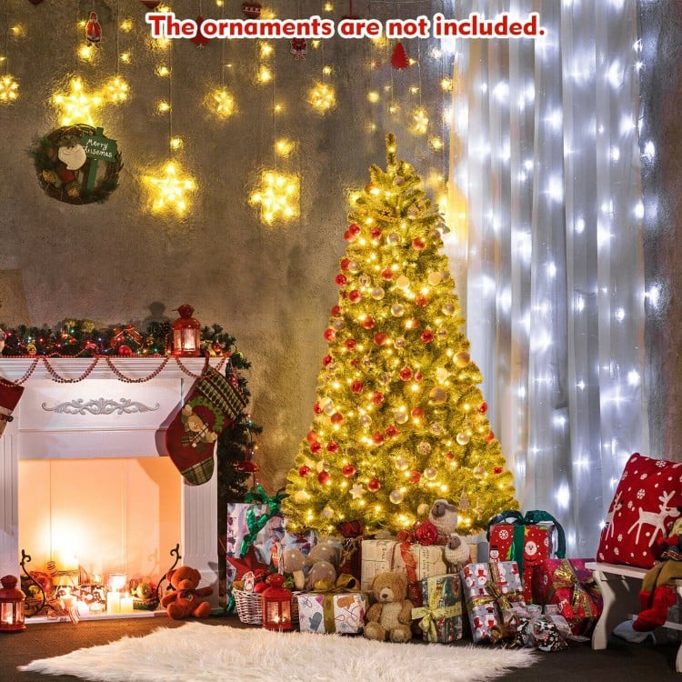 6 Feet Artificial Christmas Tree with Remote-controlled Color-changing LED Lights