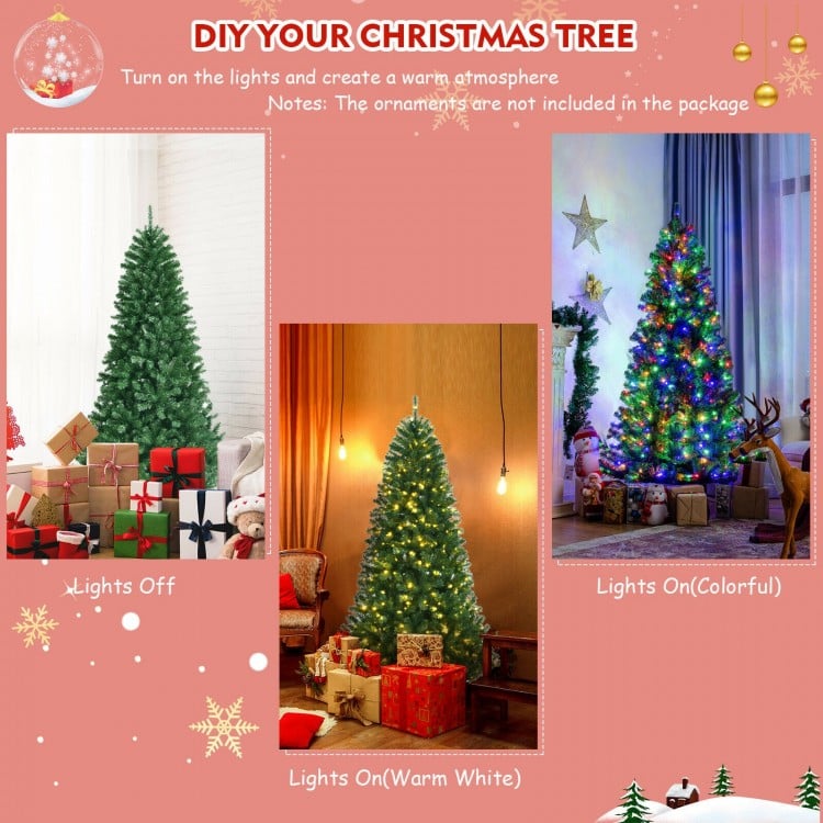 6 Feet Artificial Christmas Tree with Remote-controlled Color-changing LED Lights