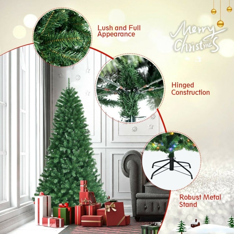 6 Feet Artificial Christmas Tree with Remote-controlled Color-changing LED Lights