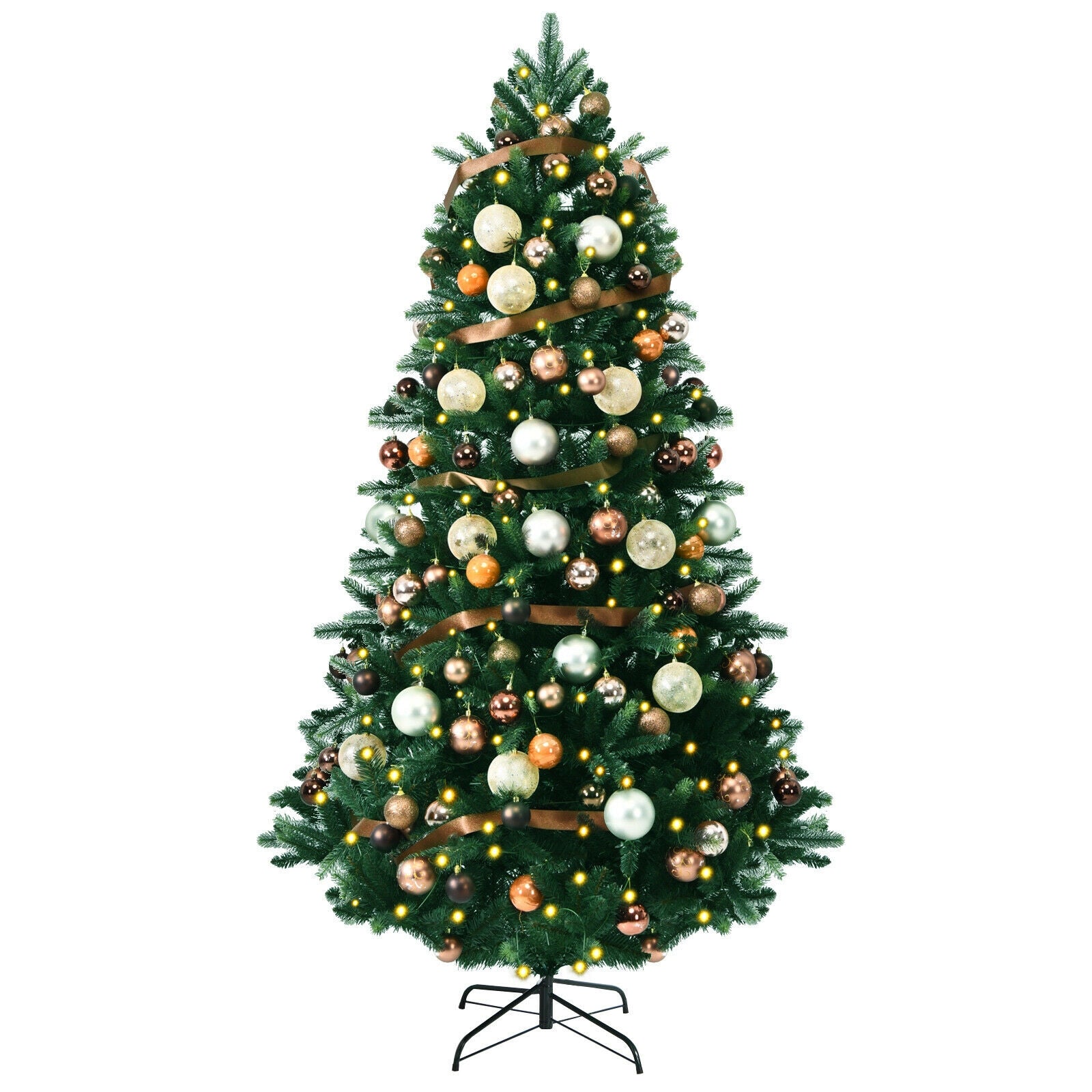 7.5 Feet Artificial Christmas Tree with Ornaments and Pre-Lit Lights