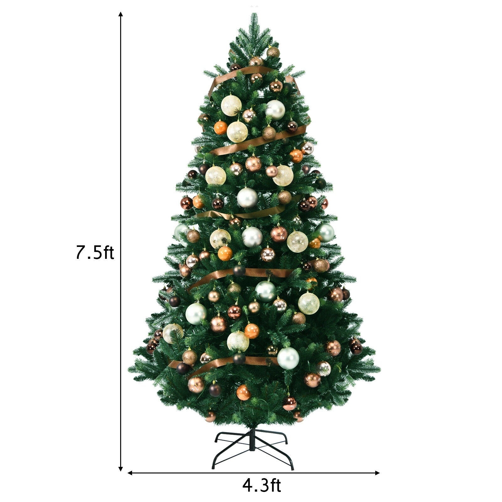 7.5 Feet Artificial Christmas Tree with Ornaments and Pre-Lit Lights