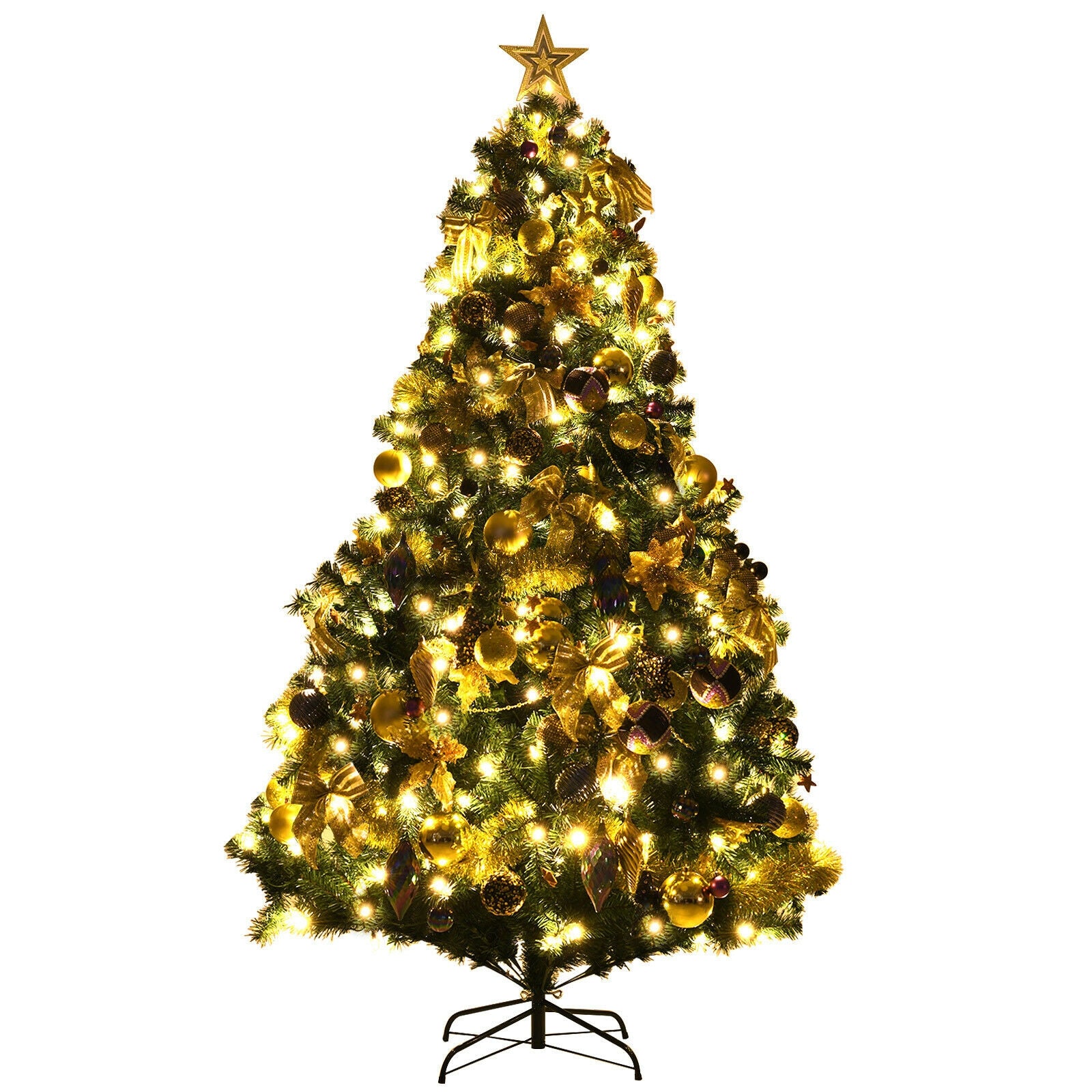 Pre-Lit Artificial Christmas Tree wIth Ornaments and Lights