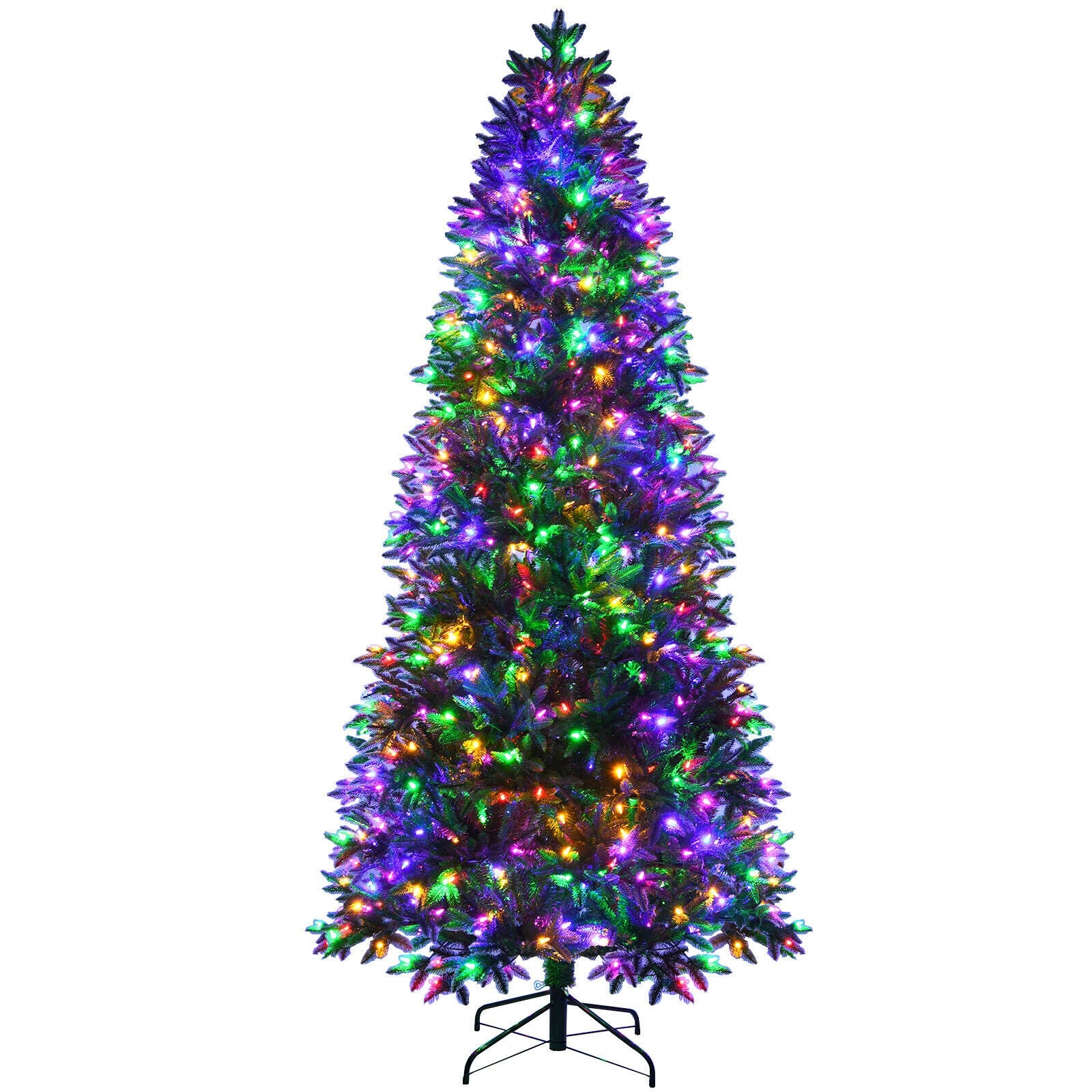 Artificial Christmas Tree with 2 Lighting Colors and 9 Flash Modes-8 ft