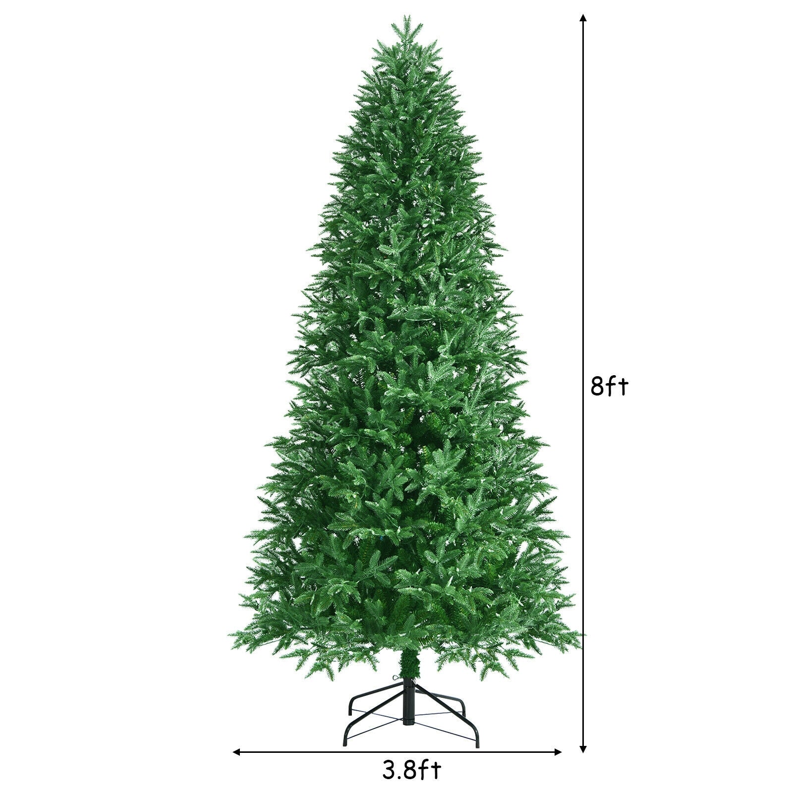 Artificial Christmas Tree with 2 Lighting Colors and 9 Flash Modes-8 ft