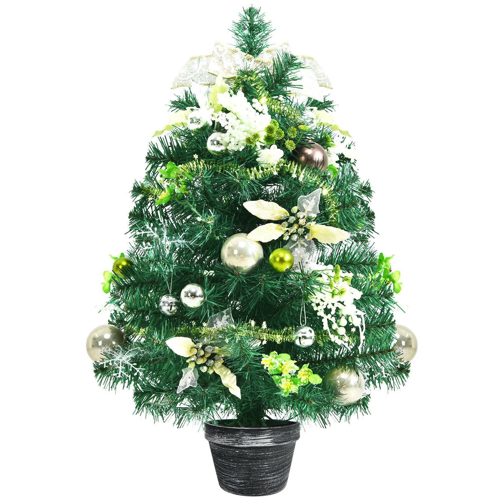 2 Feet Pre-lit Battery Operated Tabletop Artificial Christmas Tree with 40 LED Lights