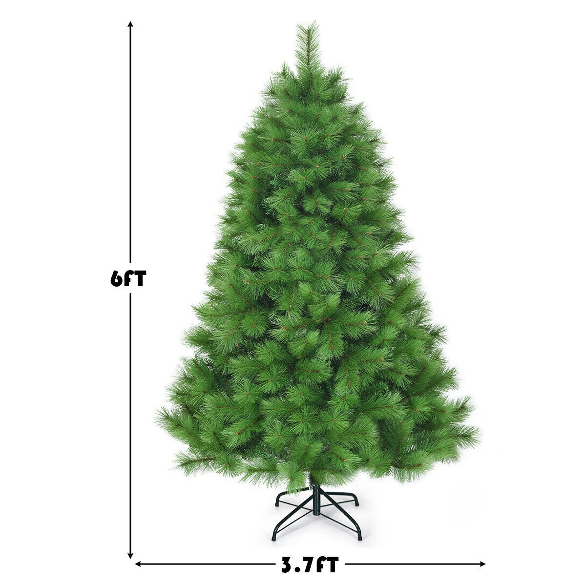 6 Feet Hinged Artificial Christmas Tree Holiday Decoration with Stand