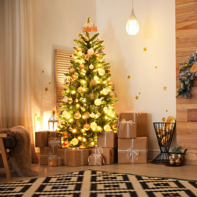 5 Feet PVC Hinged Pre-Lit Artificial Fir Pencil Christmas Tree with 150 Lights-5 ftÂ 