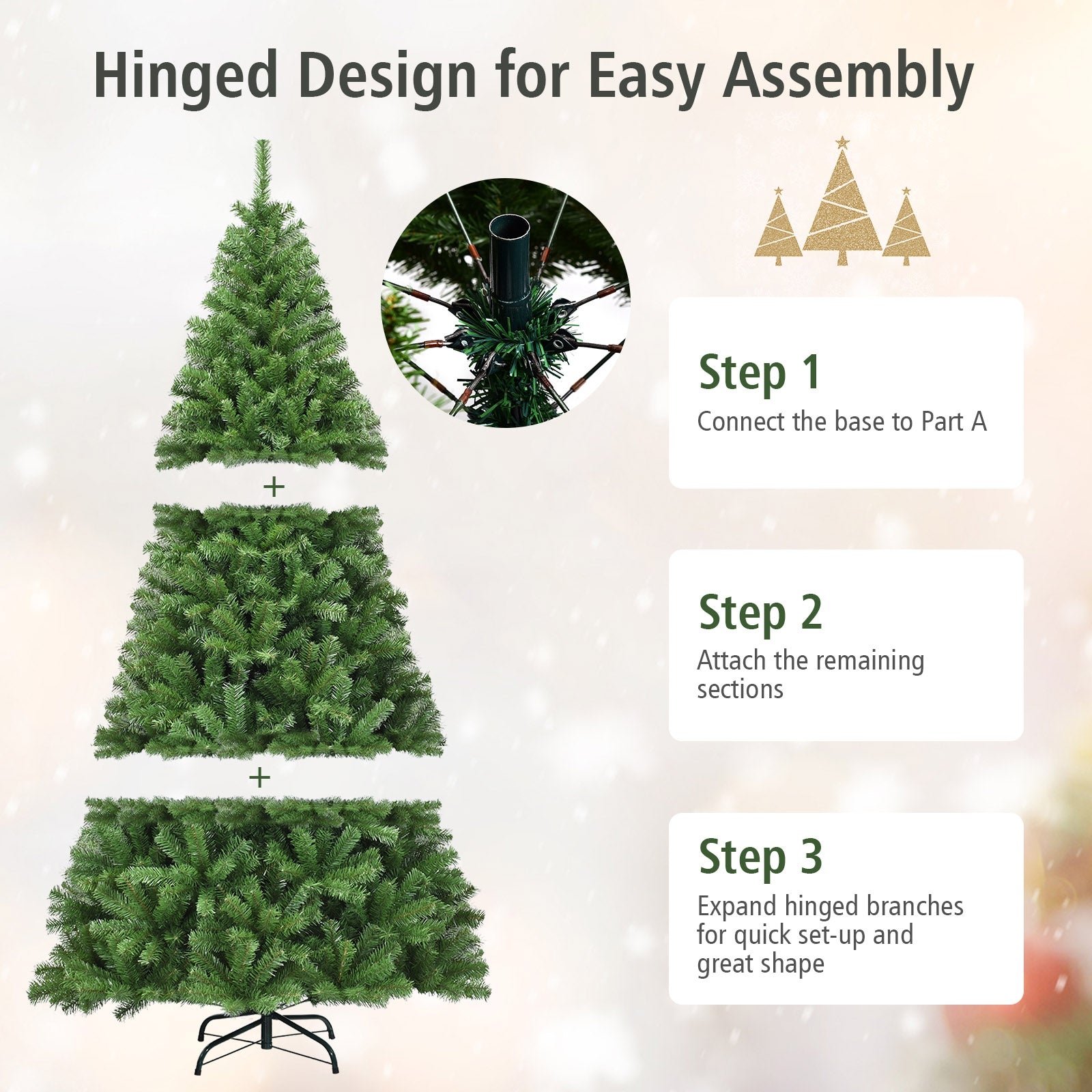 Premium Artificial Hinged PVC Christmas Tree with Metal Stand-9 ft