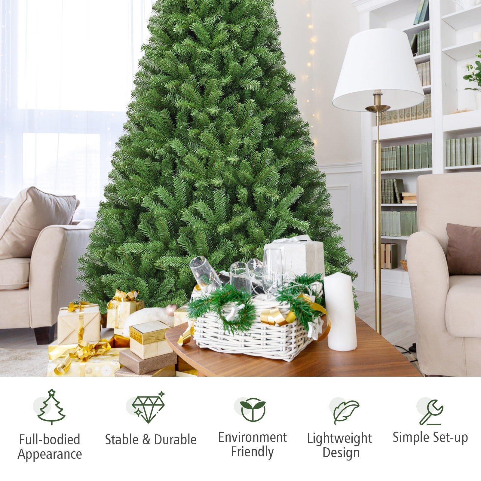 Premium Artificial Hinged PVC Christmas Tree with Metal Stand-9 ft