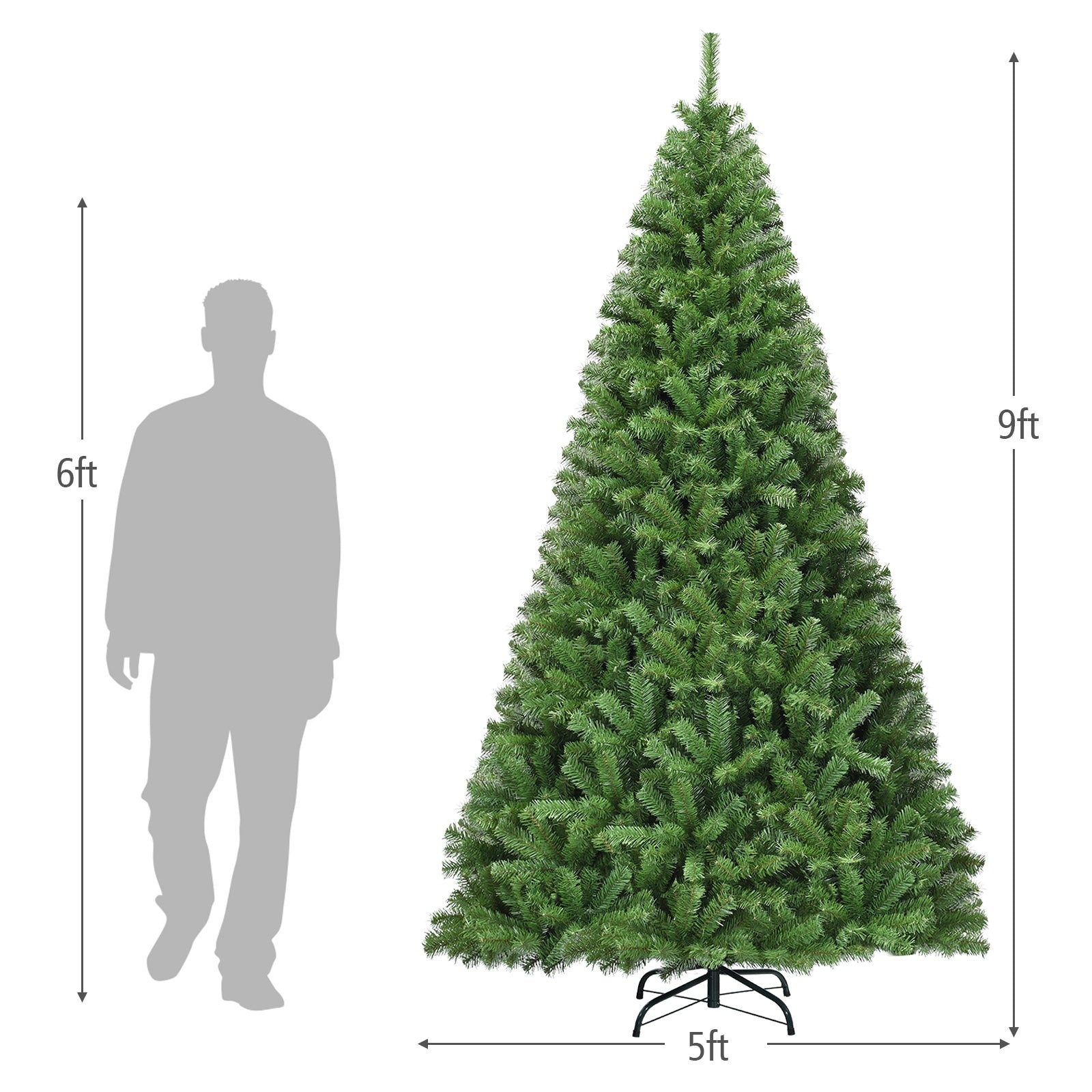 Premium Artificial Hinged PVC Christmas Tree with Metal Stand-9 ft