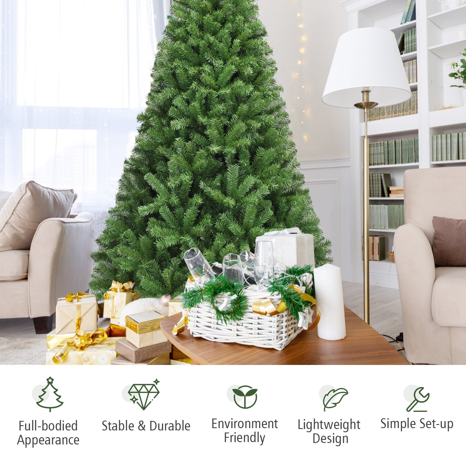 Premium Artificial Hinged PVC Christmas Tree with Metal Stand-6 ft