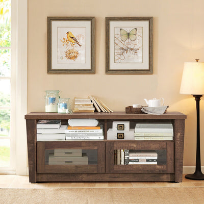 Wooden TV Stand with 2 Open Shelves and 2 Door CabinetsÂ 