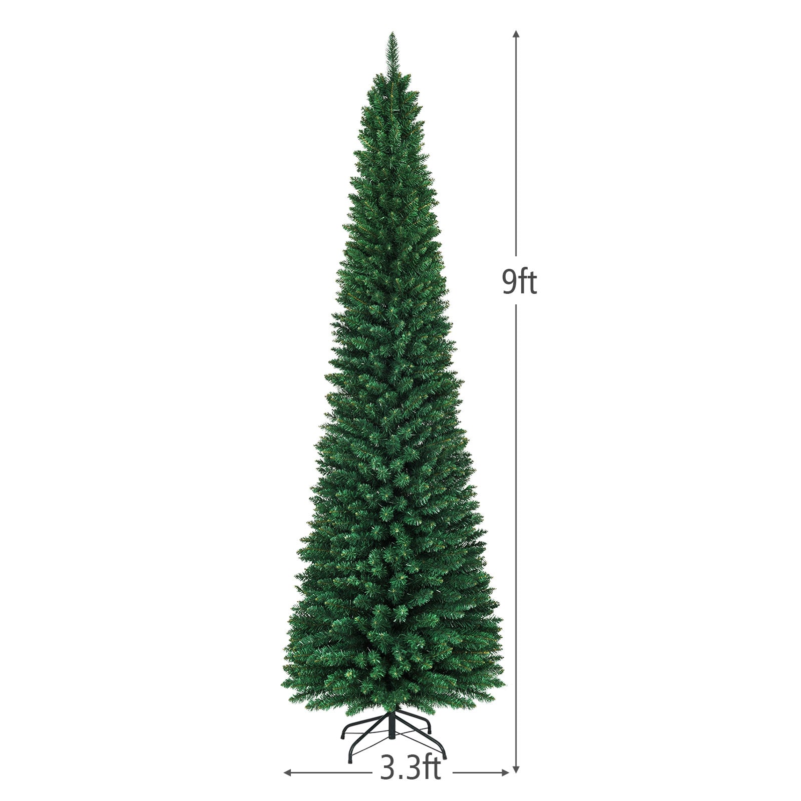 PVC Artificial Slim Pencil Christmas Tree-9'