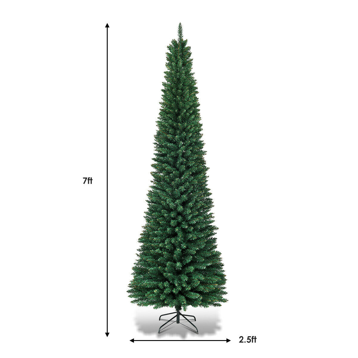 PVC Artificial Slim Pencil Christmas Tree-7'