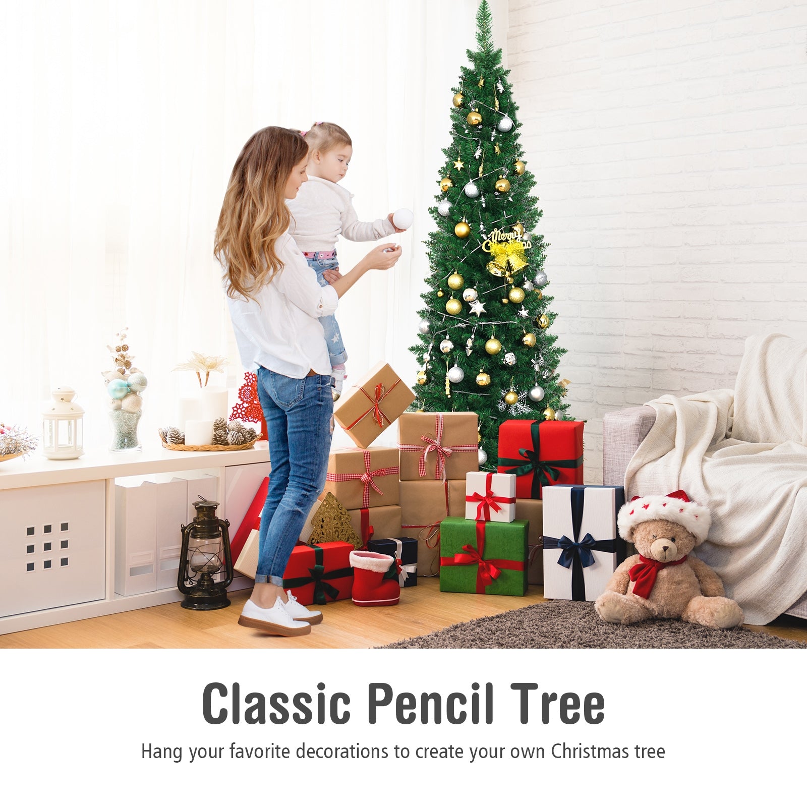 PVC Artificial Slim Pencil Christmas Tree-6'