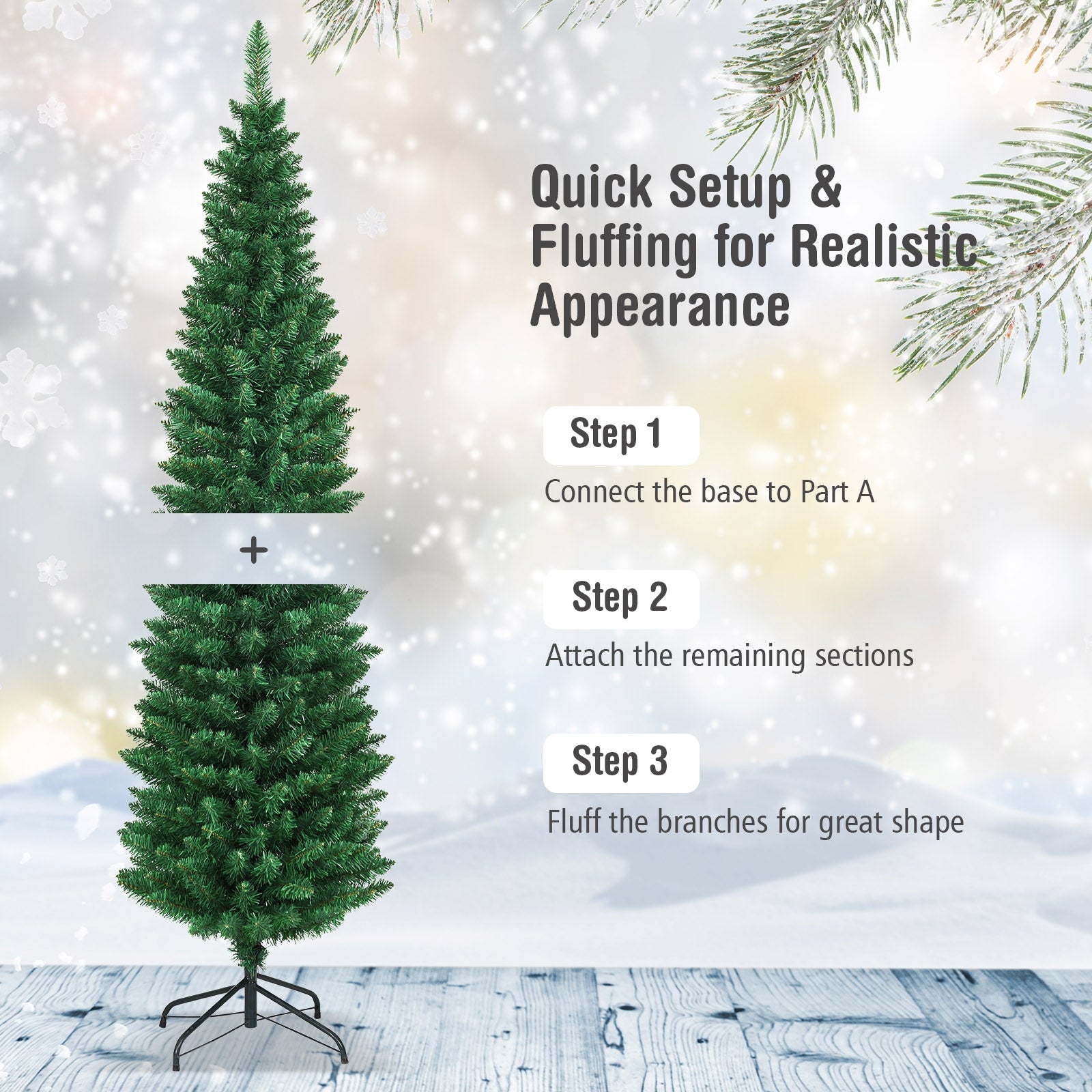 PVC Artificial Slim Pencil Christmas Tree-6'