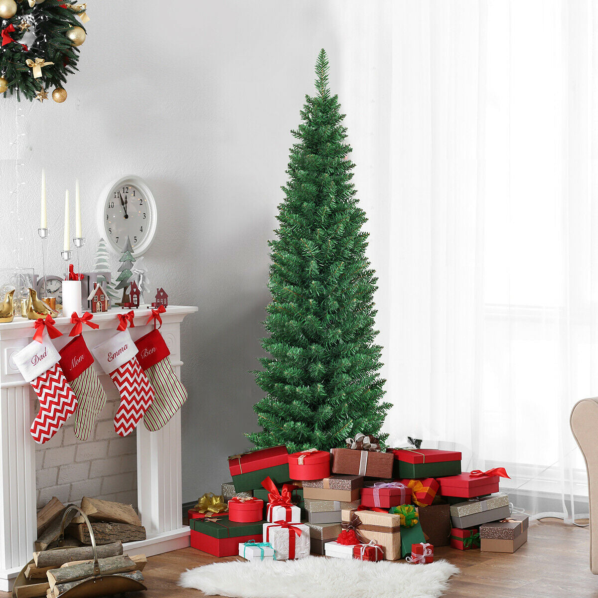 PVC Artificial Slim Pencil Christmas Tree-5'