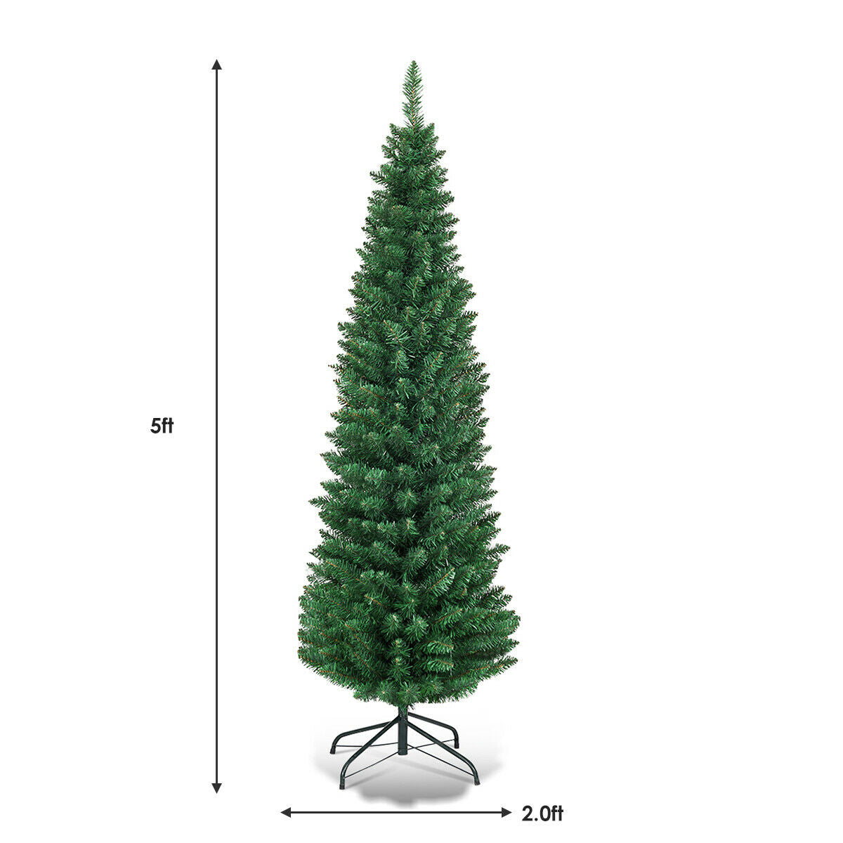 PVC Artificial Slim Pencil Christmas Tree-5'