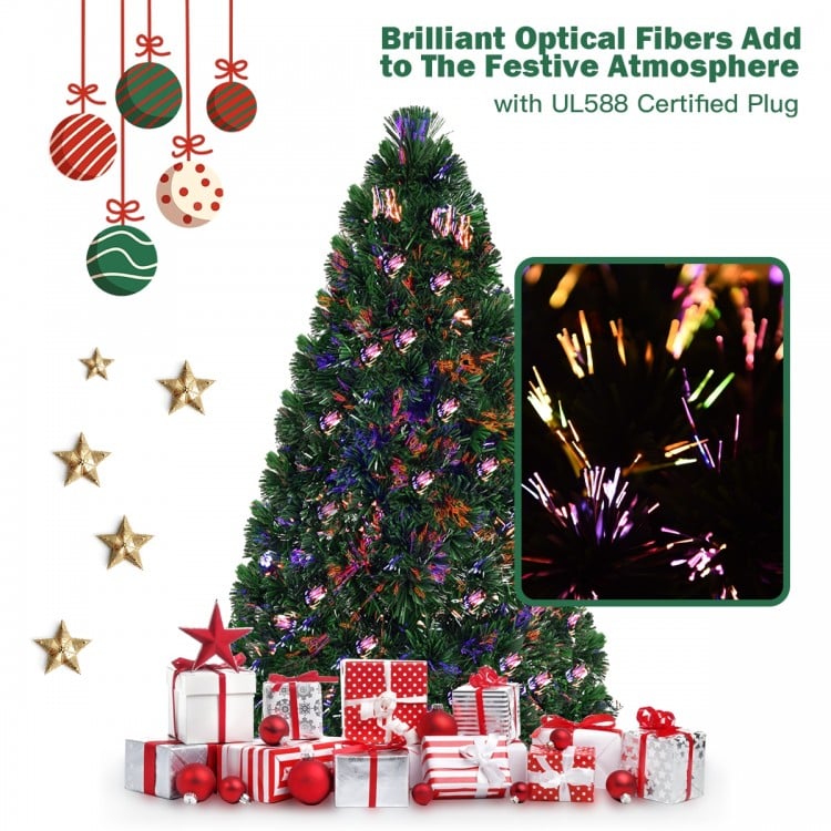 Feet Artificial Pre-Lit Fiber Optic PVC Christmas Tree