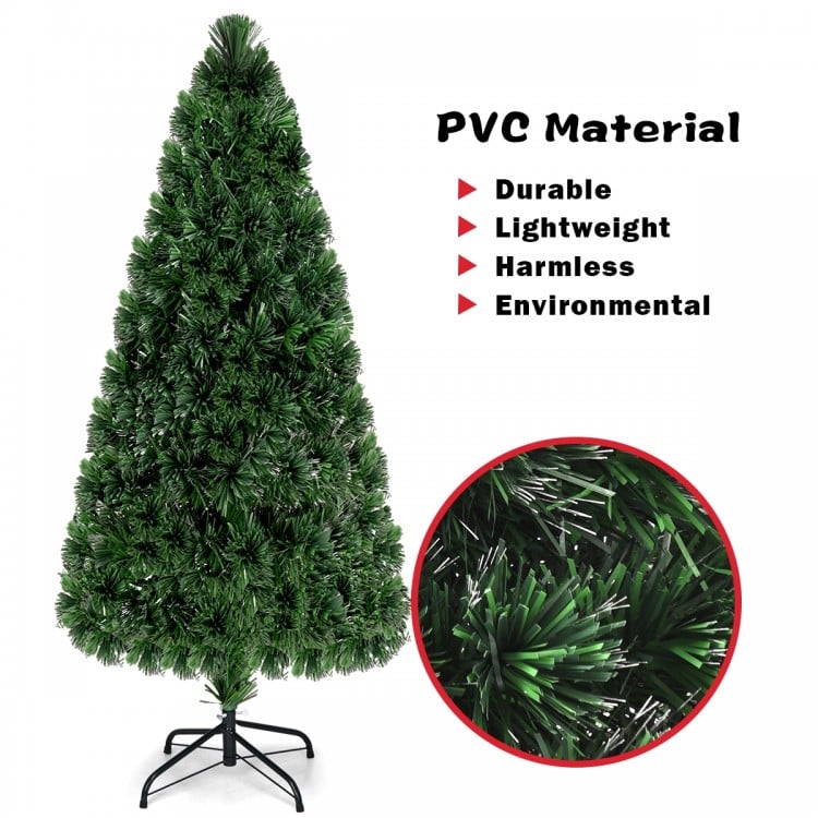 Feet Artificial Pre-Lit Fiber Optic PVC Christmas Tree