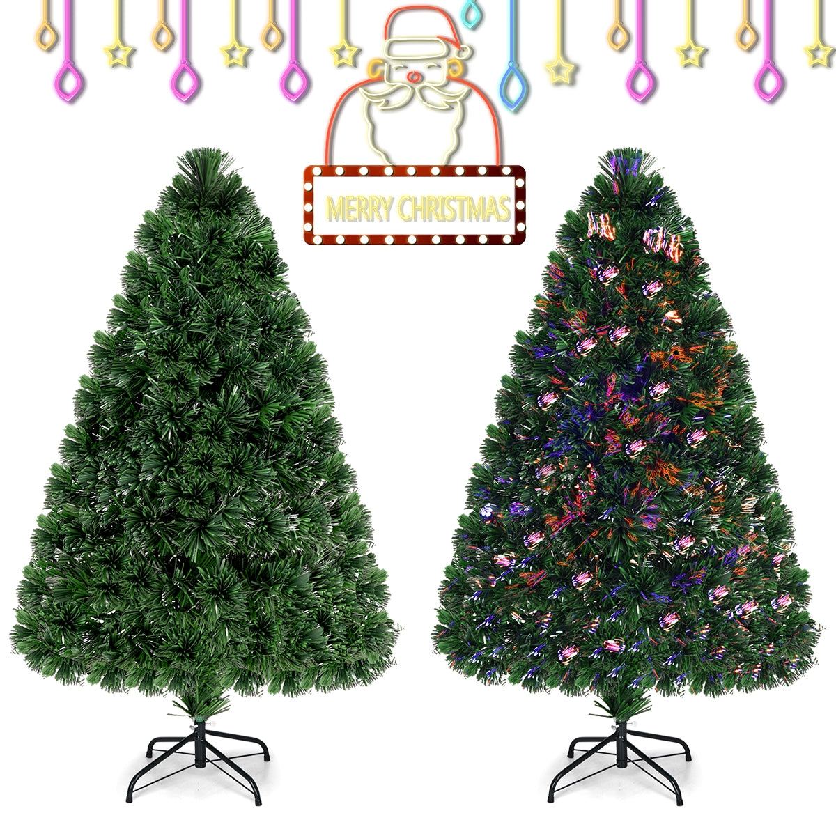 3/4/5 Feet Artificial Pre-Lit Fiber Optic PVC Christmas Tree-4 ft