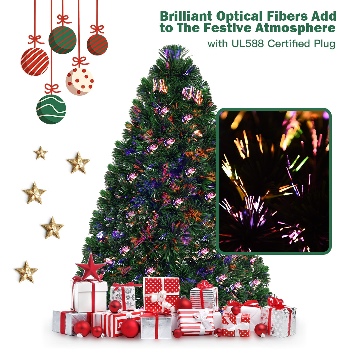 3/4/5 Feet Artificial Pre-Lit Fiber Optic PVC Christmas Tree-4 ft