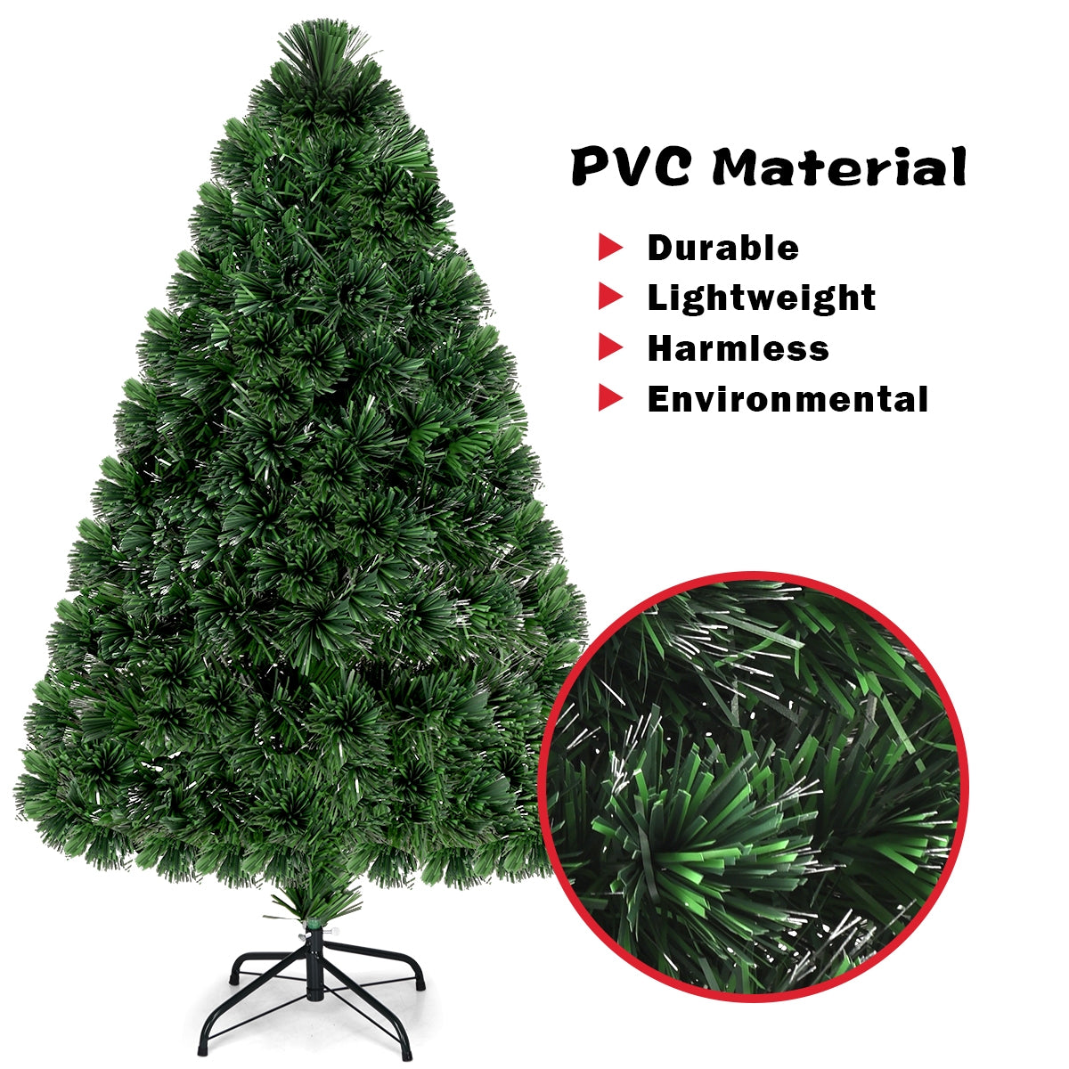 3/4/5 Feet Artificial Pre-Lit Fiber Optic PVC Christmas Tree-4 ft