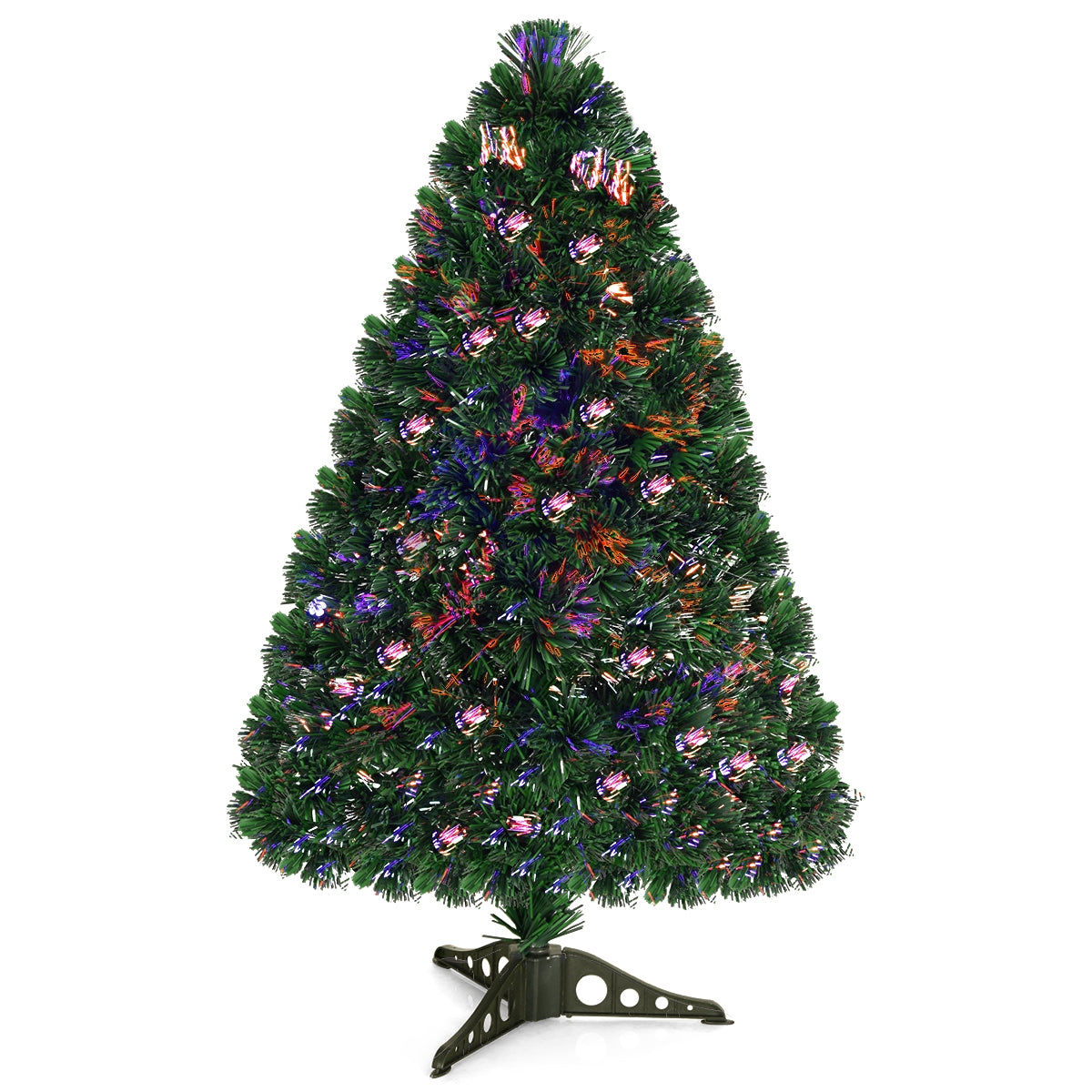 3/4/5 Feet Artificial Pre-Lit Fiber Optic PVC Christmas Tree-3 ft