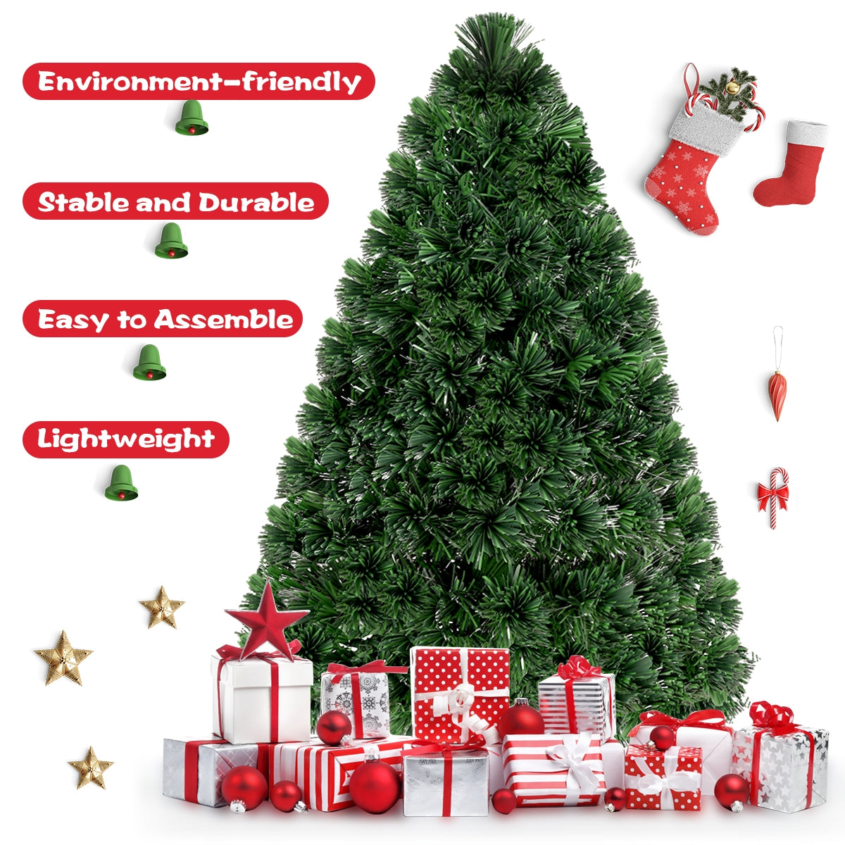 3/4/5 Feet Artificial Pre-Lit Fiber Optic PVC Christmas Tree-3 ft