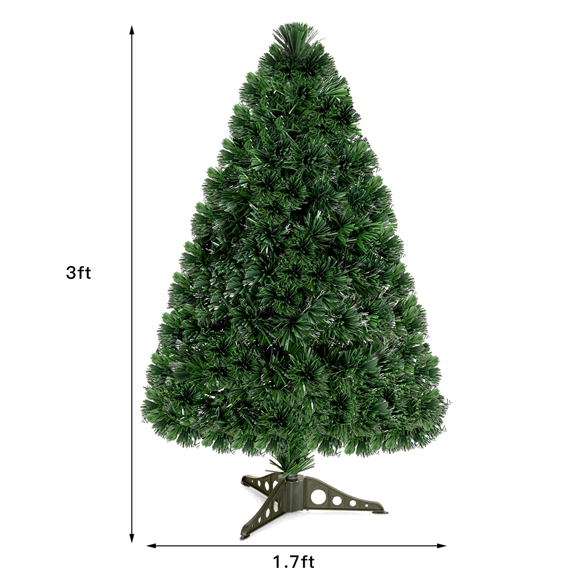 3/4/5 Feet Artificial Pre-Lit Fiber Optic PVC Christmas Tree-3 ft