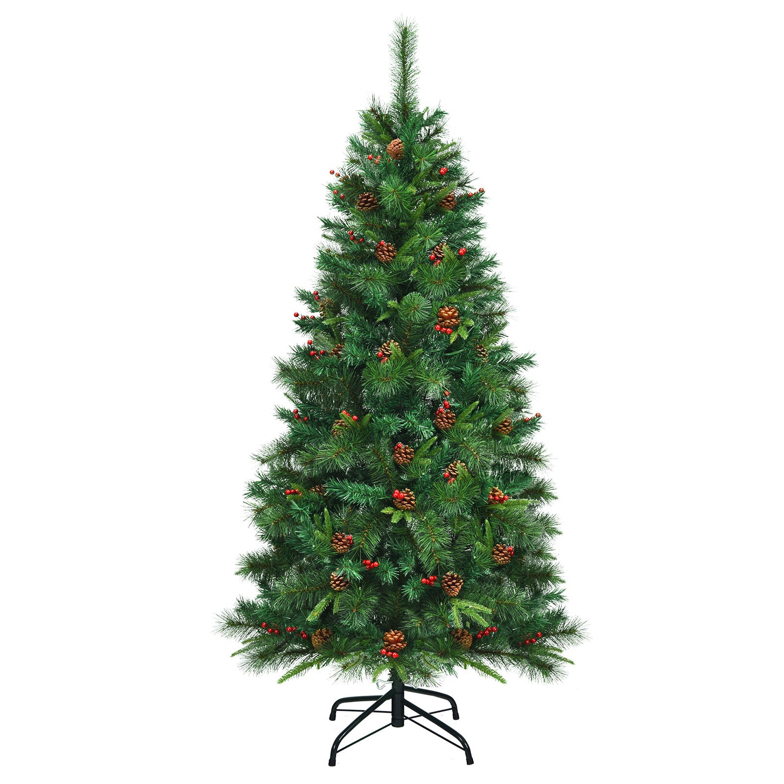 6 Feet Pre-lit Artificial Hinged Christmas Tree with LED Lights-6 ft