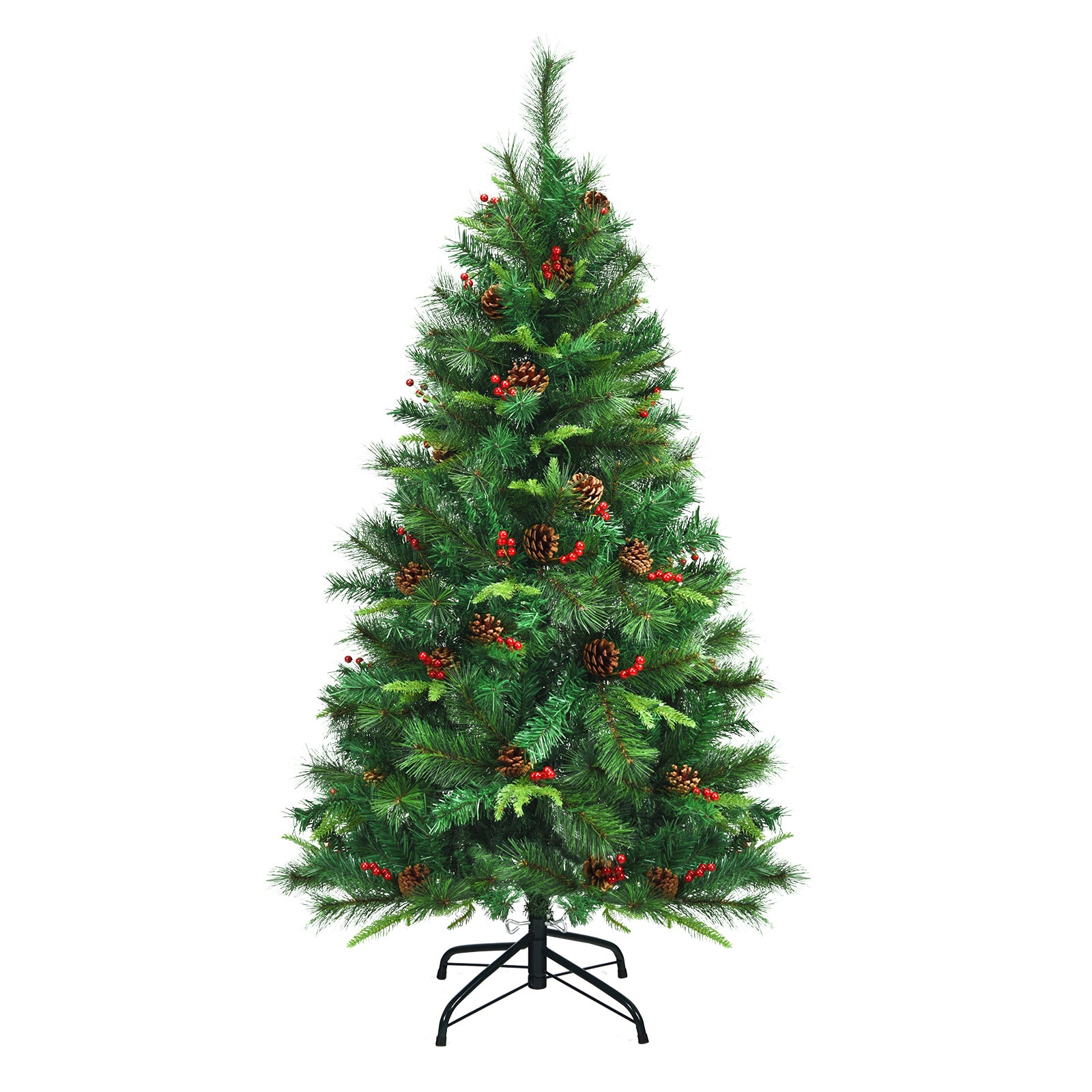 5 Feet Pre-lit Artificial Hinged Christmas Tree with LED Lights-5 ft