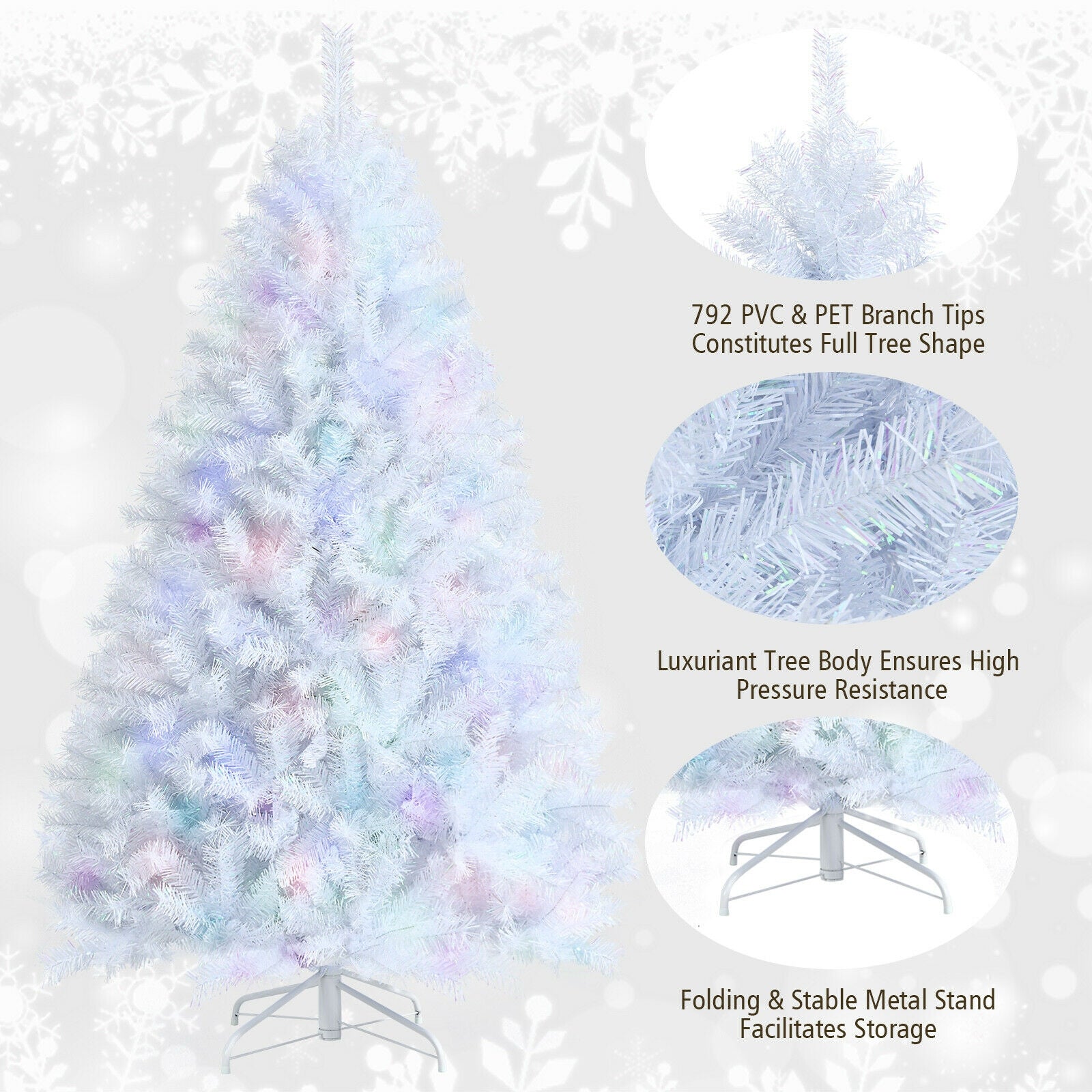 6 Feet Artificial Christmas Tree with Iridescent Branch Tips