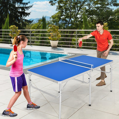 60 Inch Portable Tennis Ping Pong Folding Table with Accessories-BlueÂ 