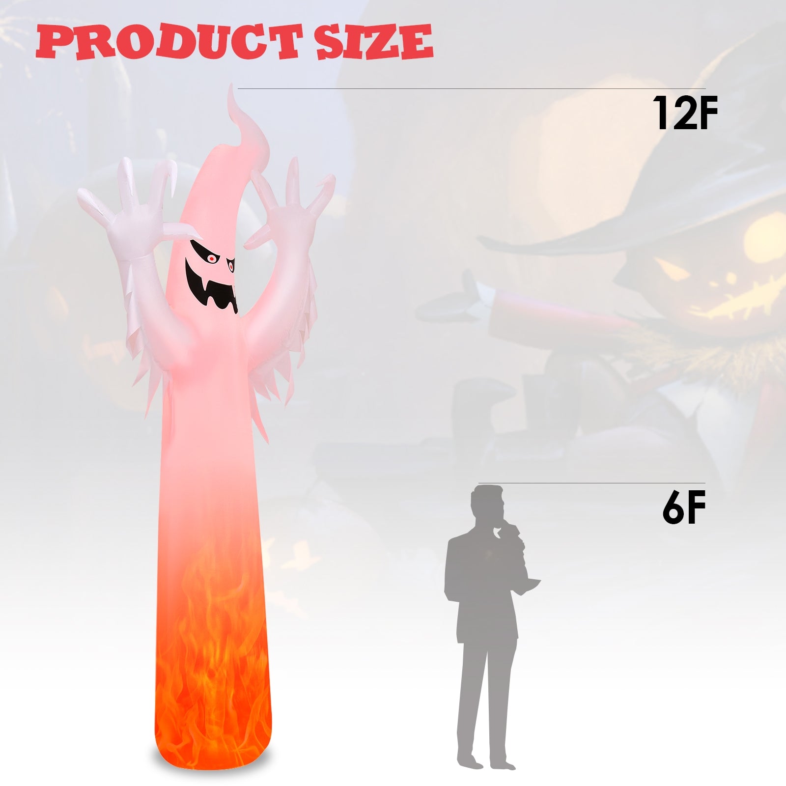 12 Feet Halloween Inflatable Decoration with Built-in LED Lights