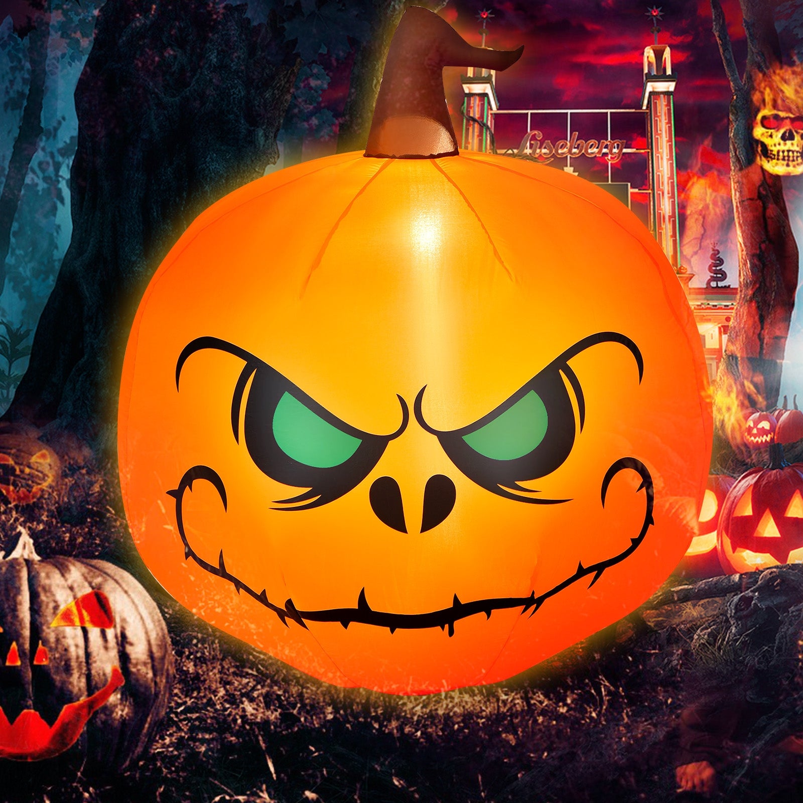 4 Feet Halloween Inflatable Pumpkin with Build-in LED Light