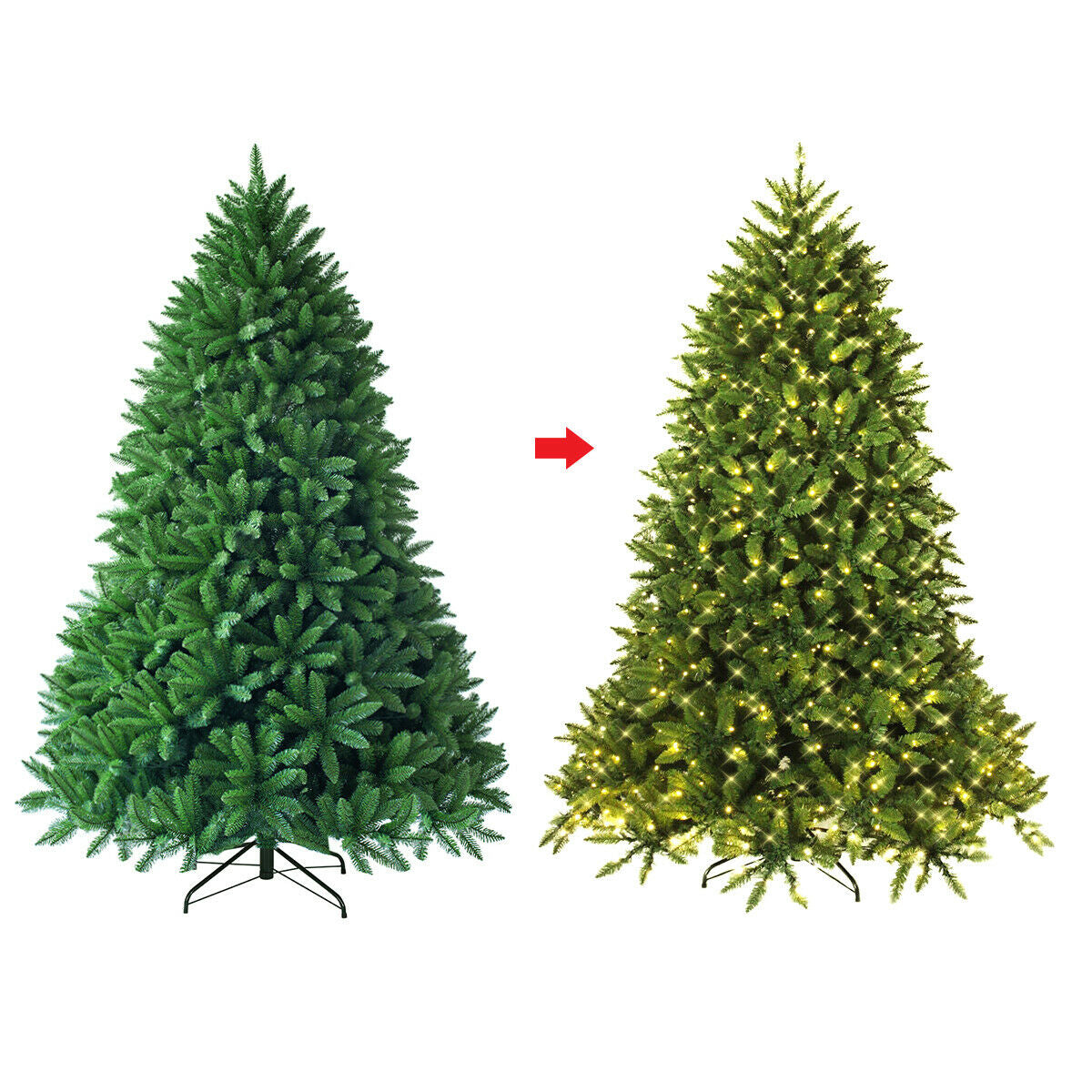 Premium Hinged Artificial Fir Christmas Tree with LED Lights-5 ft