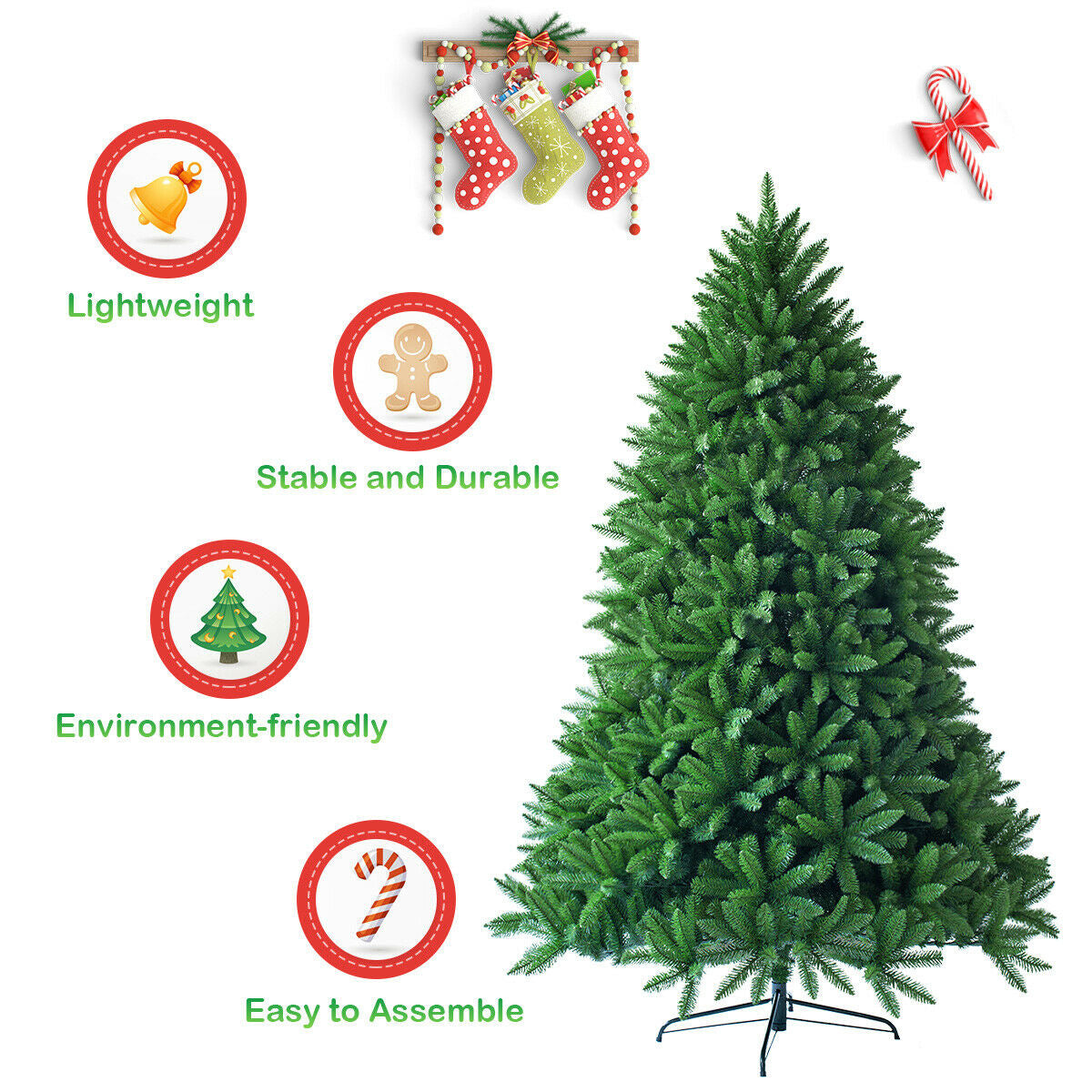 6 Feet Unlit Artificial Christmas Tree with 1250 Branch Tips