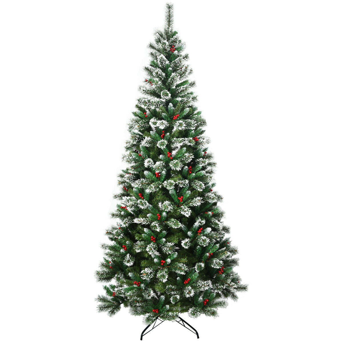 8 Feet Snow Flocked Artificial Christmas Hinged Tree