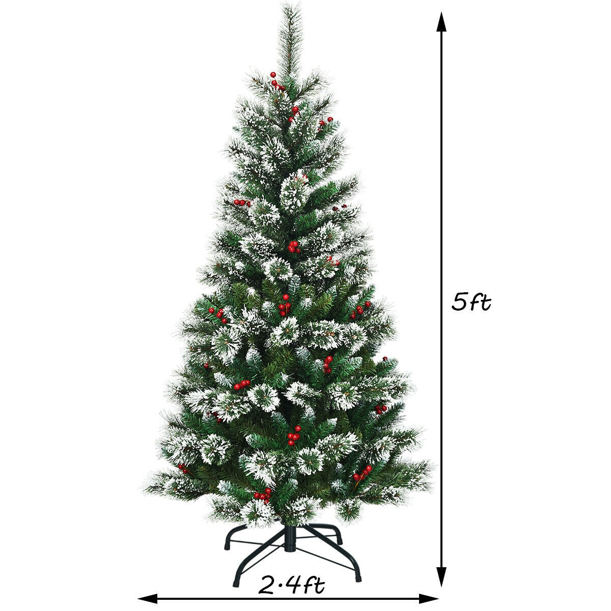 5 Feet Snow Flocked Artificial Christmas Hinged Tree