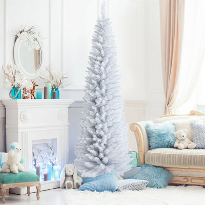 7 Feet Unlit Artificial Slim Christmas Pencil Tree with Metal StandÂ 