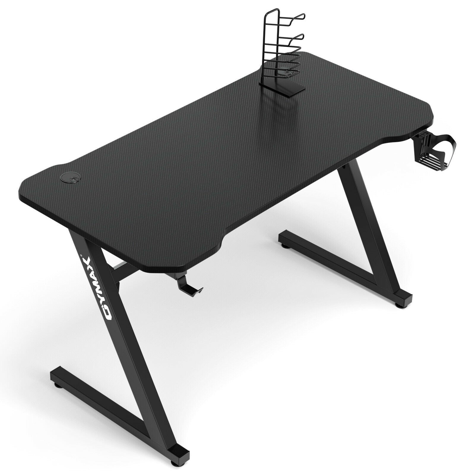 Gaming Desk Z-Shaped Computer Office Table with Gaming Handle Rack