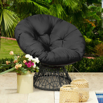 Rattan Papasan Chair Ergonomic 360-degree Swivel Soft Cushion Garden-BlackÂ 