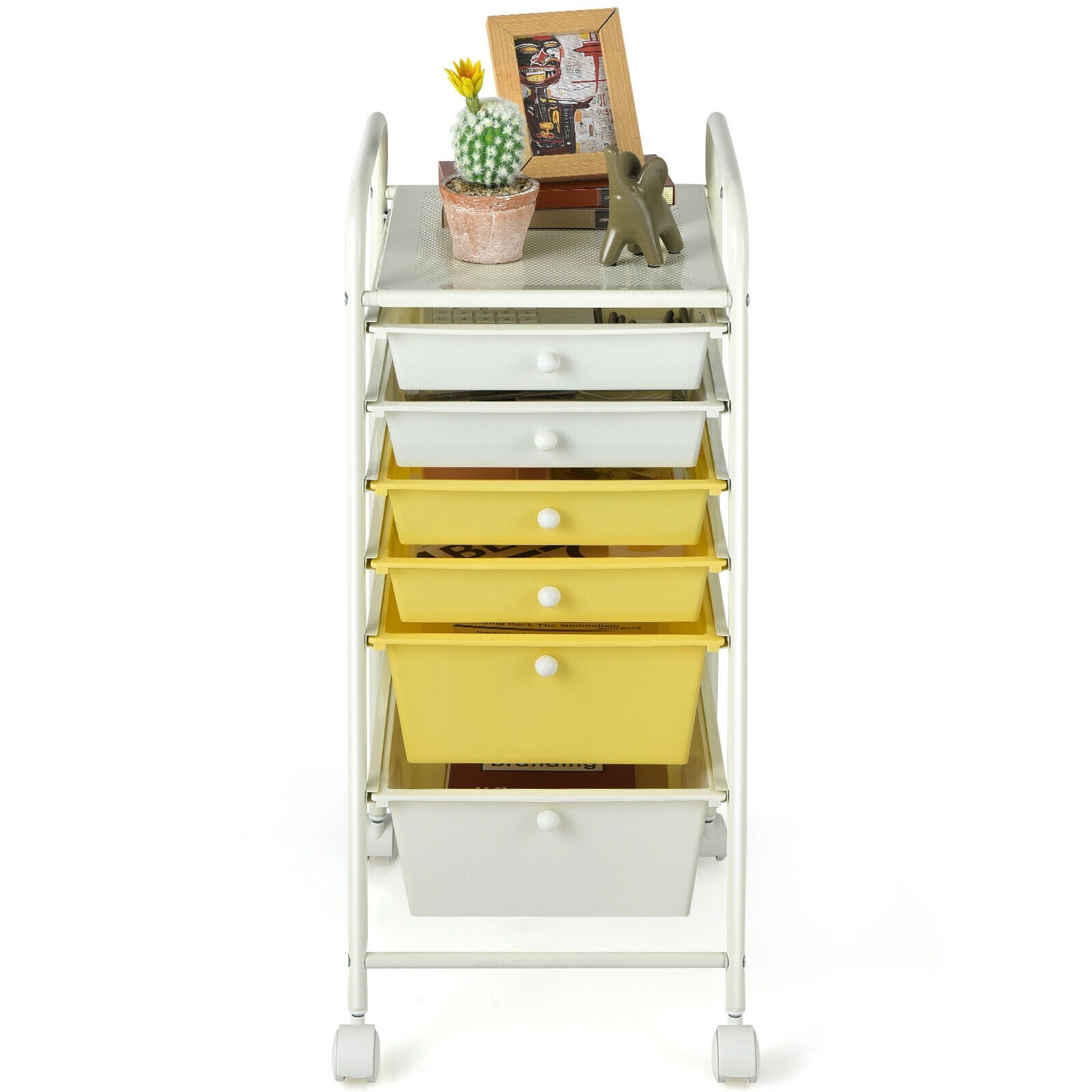 6 Drawers Rolling Storage Cart Organizer-Yellow