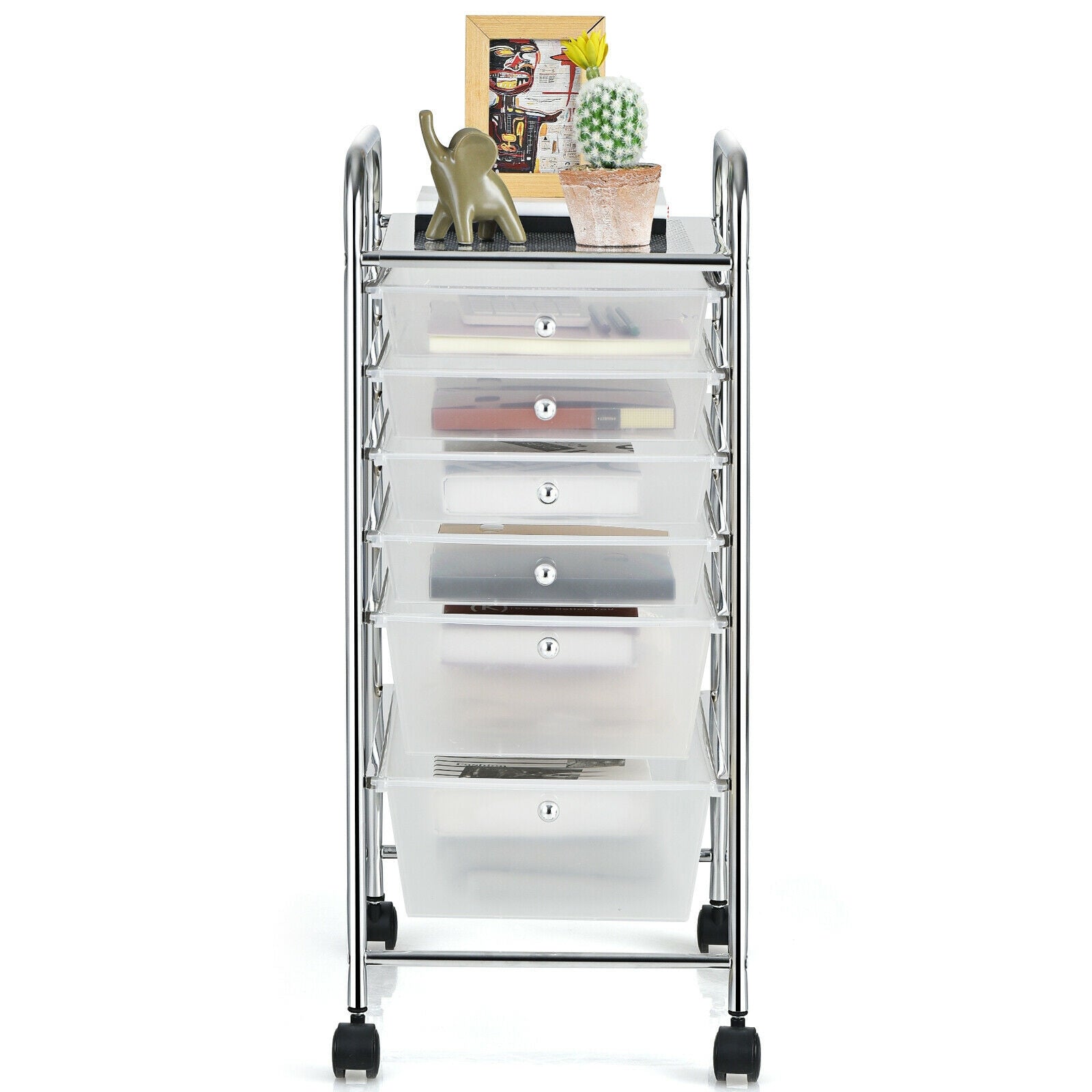 6 Drawers Rolling Storage Cart Organizer-Clear