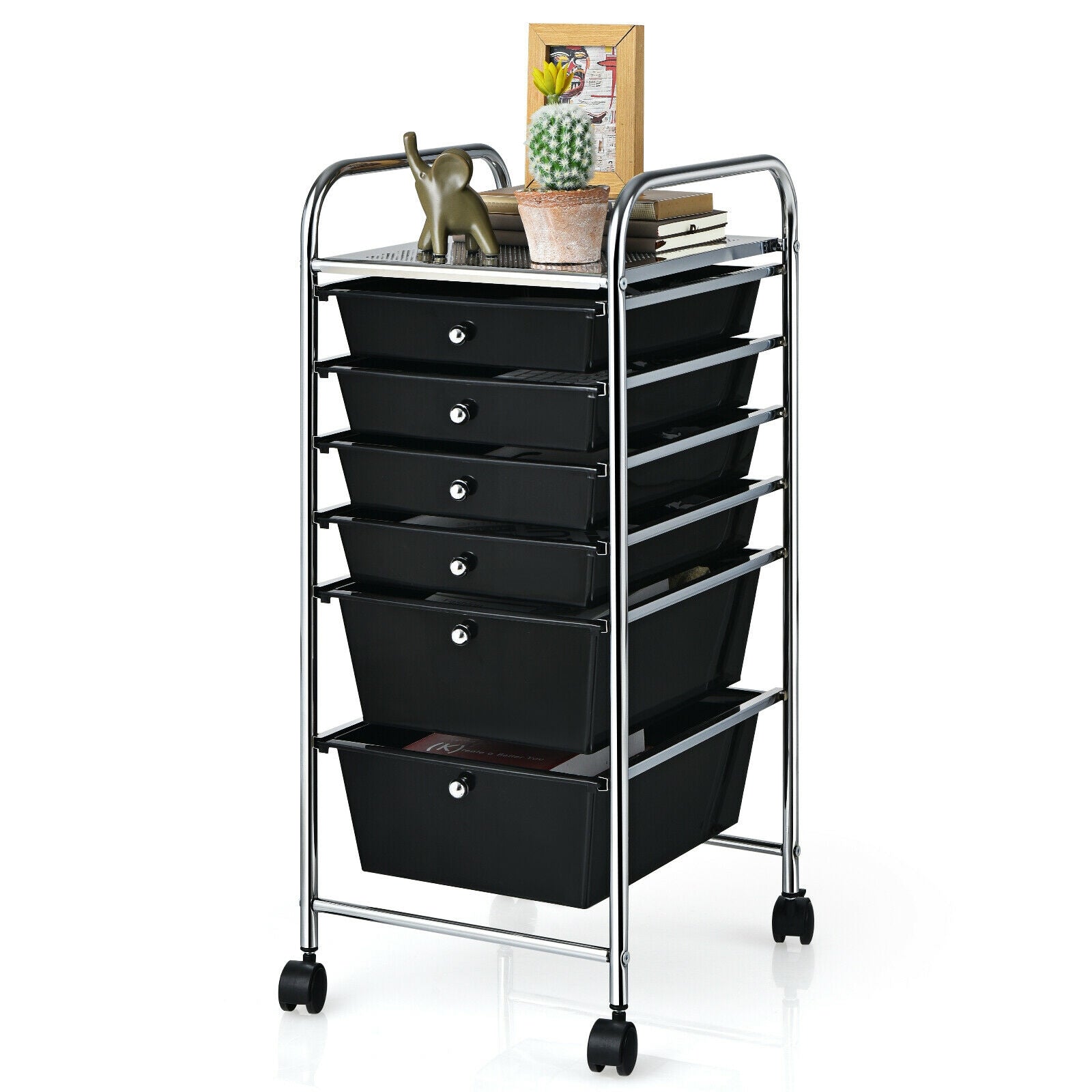 6 Drawers Rolling Storage Cart Organizer-Black