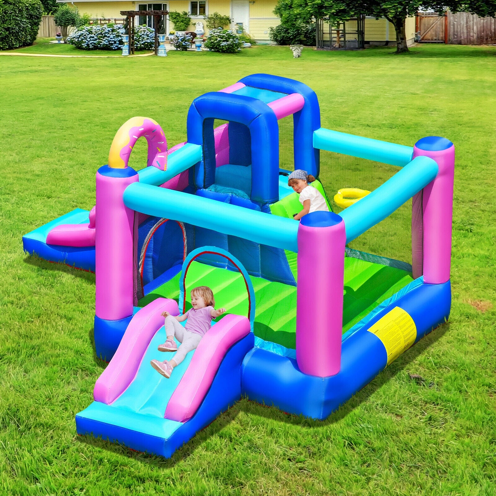 Inflatable Bounce Castle with Dual Slides and Climbing Wall without Blower