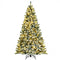 7 Feet Pre-lit Snow Flocked Hinged Christmas Tree with 1116 Tips and Metal Stand-7 ft
