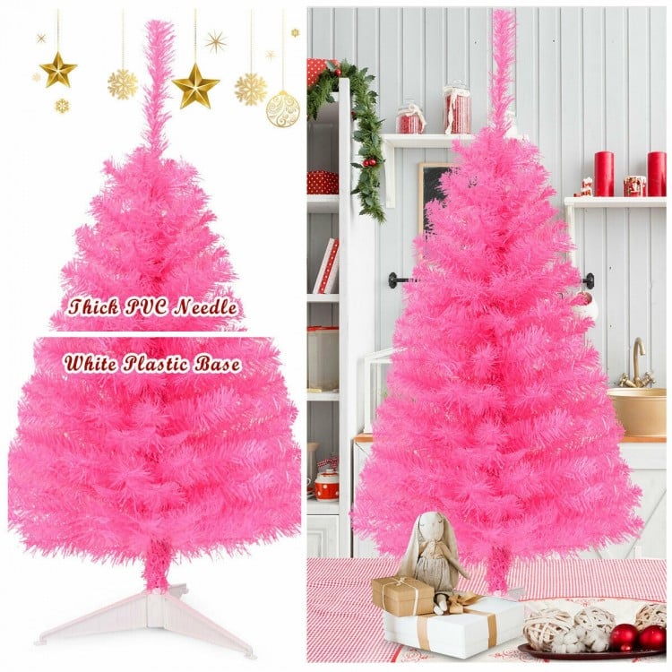 36 Inch Unlit Artificial Christmas Mini Tree with Plastic Stand