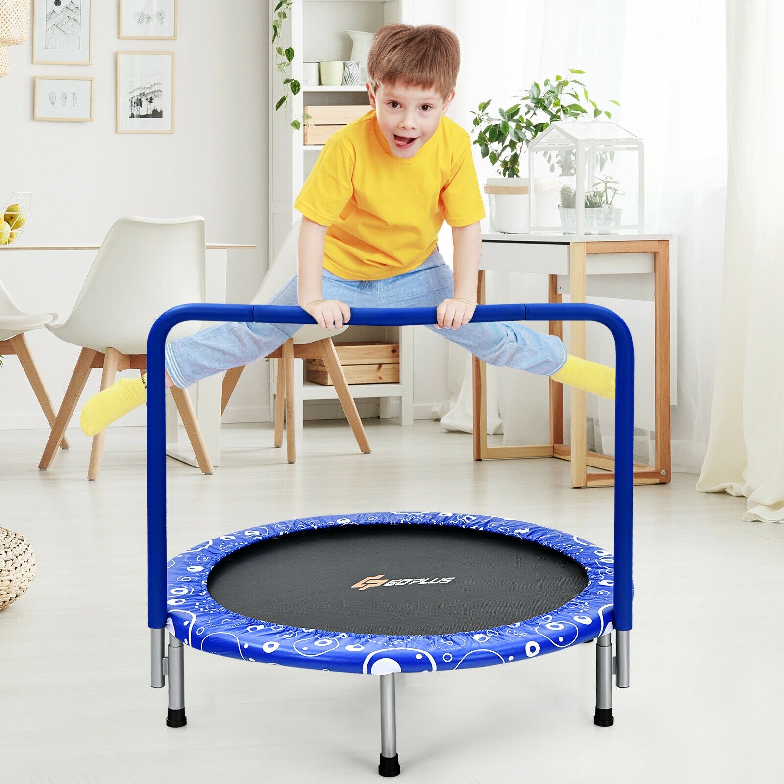 36 Inch Kids Trampoline Mini Rebounder with Full Covered Handrail -Blue